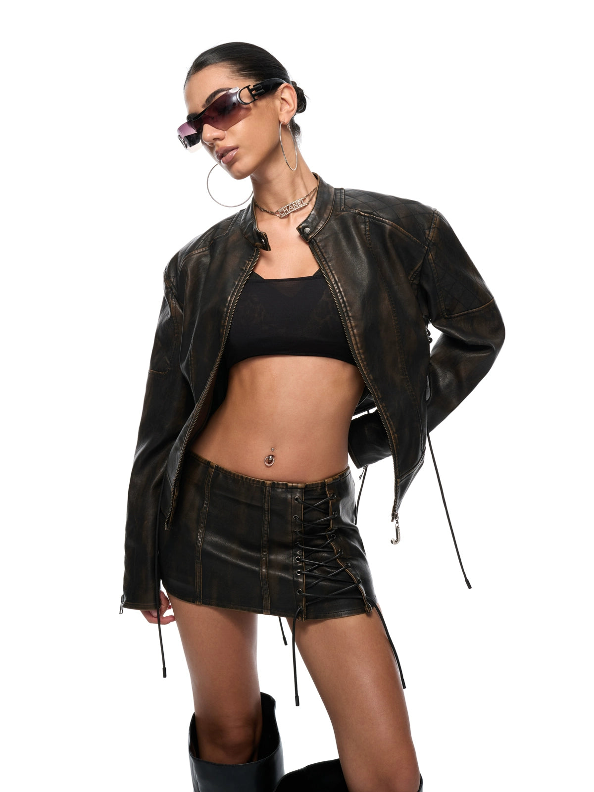 Vintage Washed Biker Leather Set