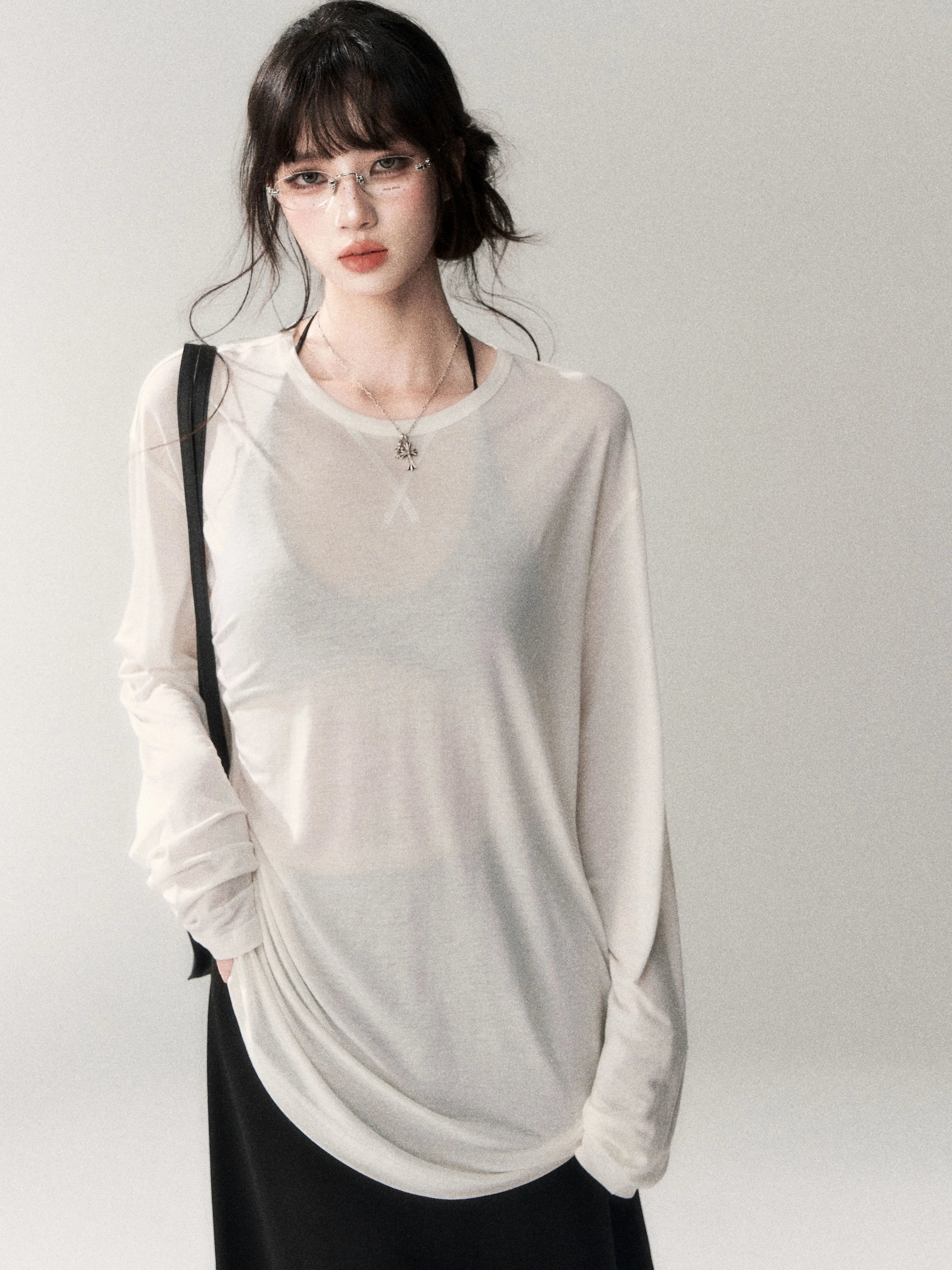 Luxe Lyocell Linen Relaxed Long Sleeve Tee