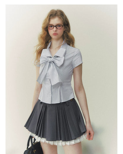 Muse Striped Bow-Fastening Shirt