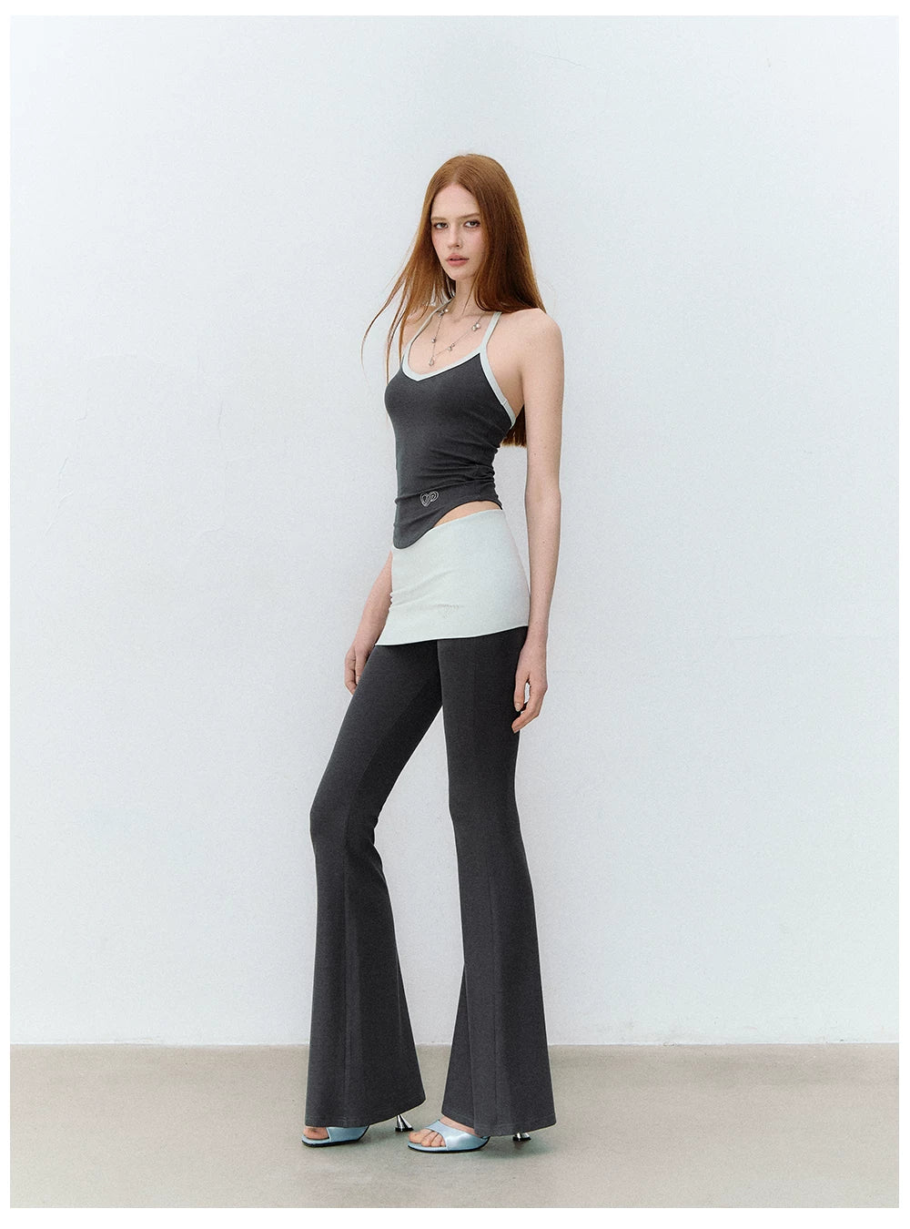 X-line Holiday Set: Cardigan, Rhinestone Vest, Flared Pants