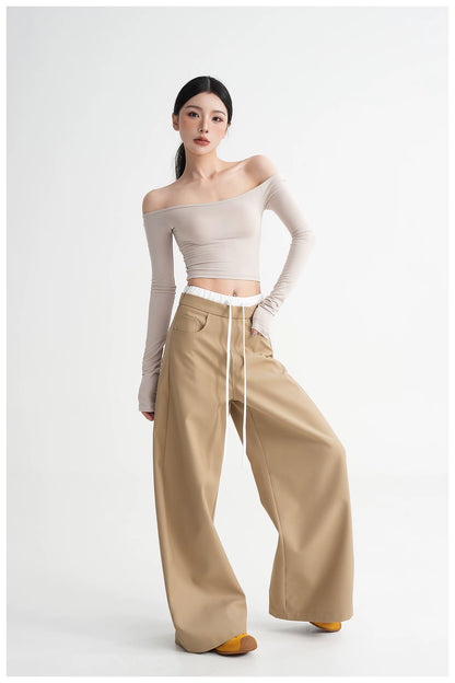 Panel Wide-Leg Floor-Length Trousers