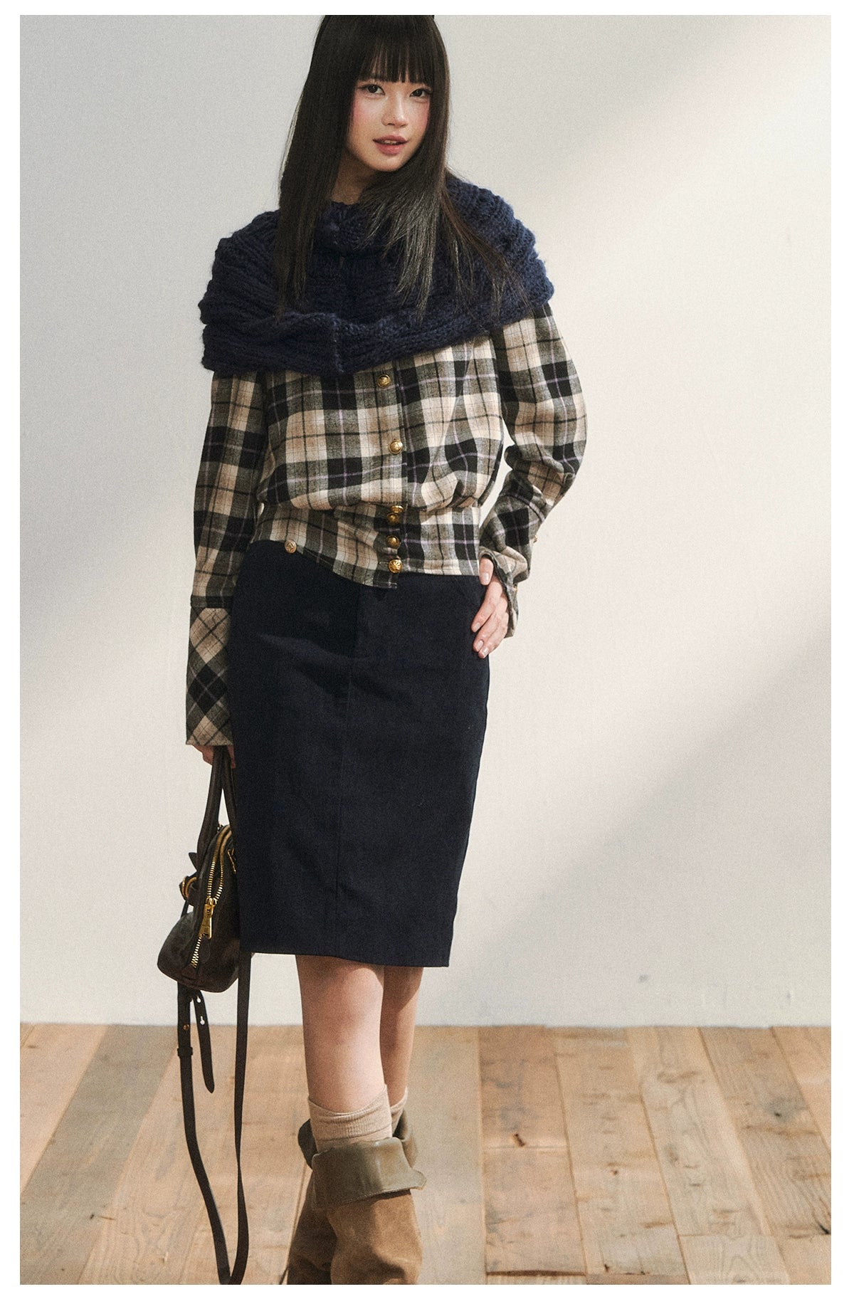 Two-Tone Knitted Fuzzy Pullover Shawl