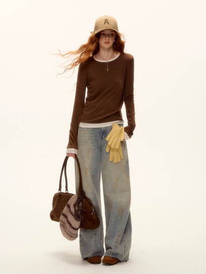 Wool-Cashmere Blend Slim Base Tee