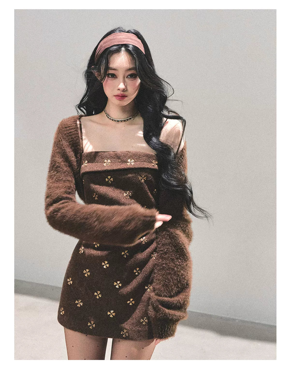 French Wool Strappy Bodycon Mini Dress