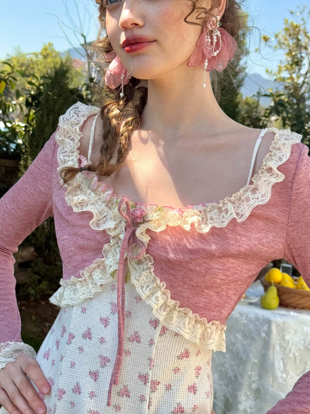 Rose Petite Florist Knit Dress &amp; Cardigan Set