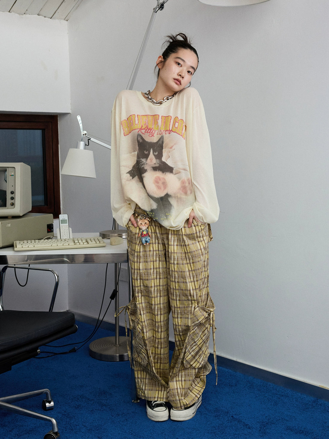 Cat Print Knitted T-shirt - CHINASQUAD