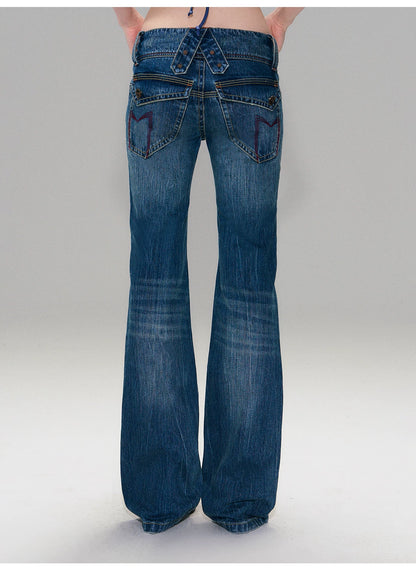 Hand-Dyed Low-Rise Slim Flared Jeans