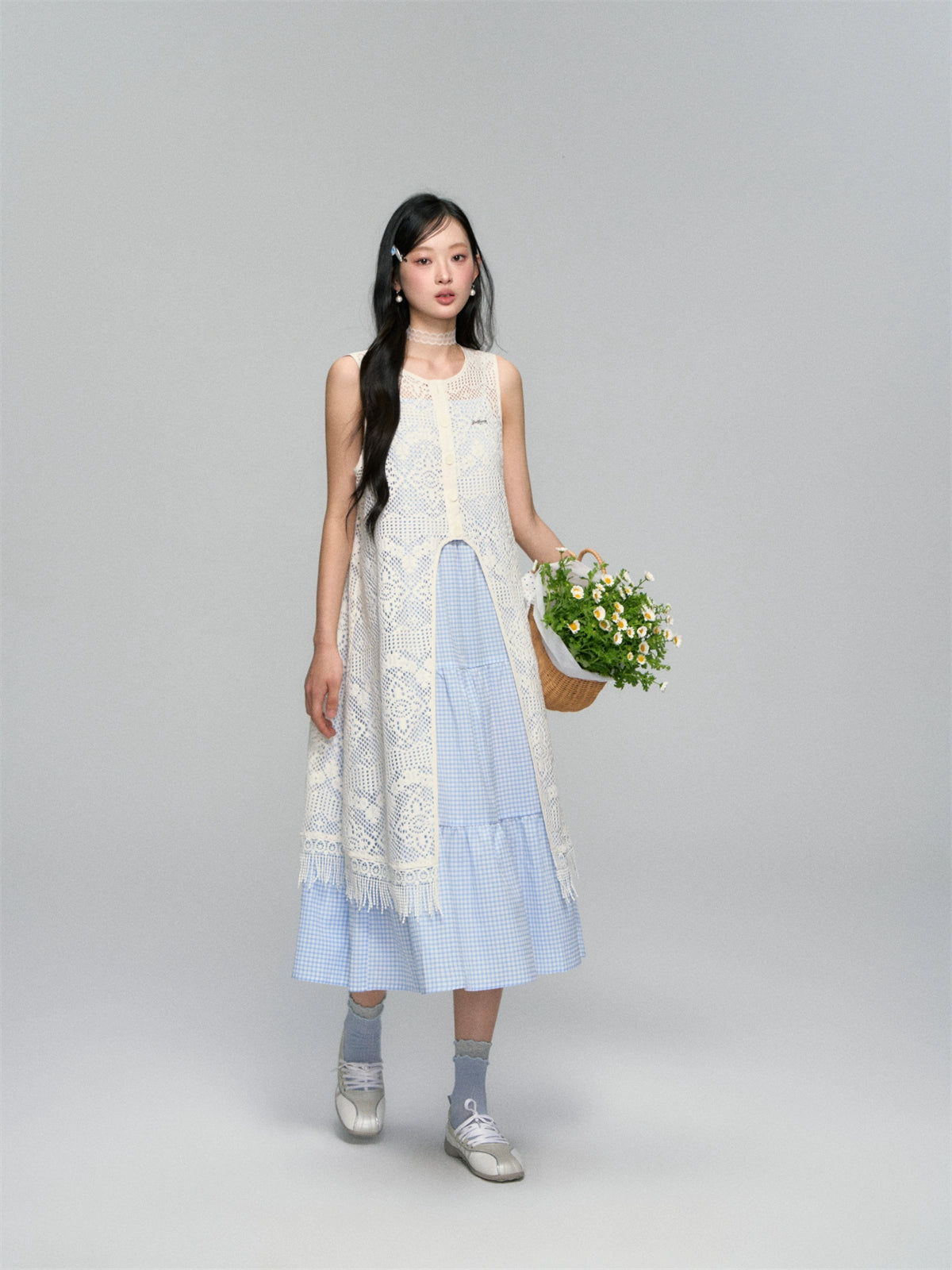Tassel Contrast Color Dress Set