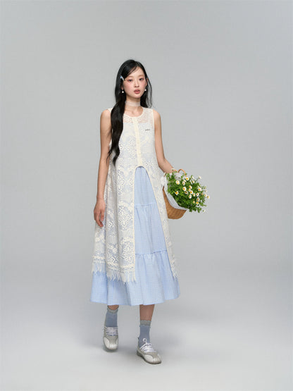 Tassel Contrast Color Dress Set