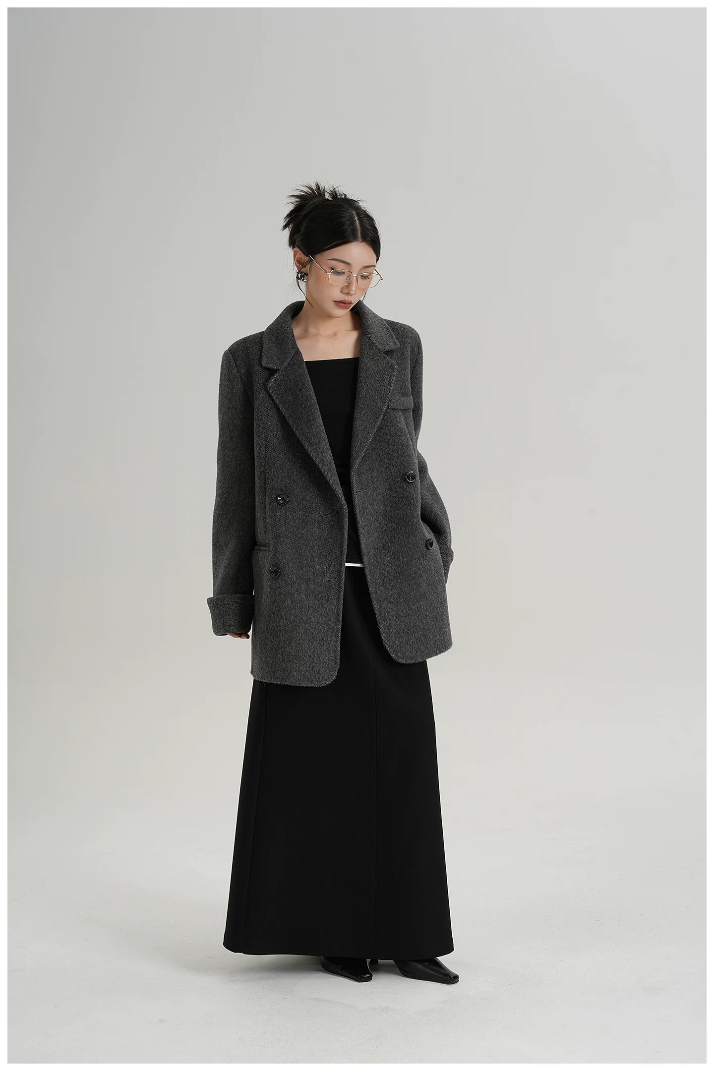 Mid-Length Double-Faced Wool Blazer