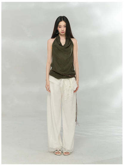 Detachable Lace Panel Tailored Trousers