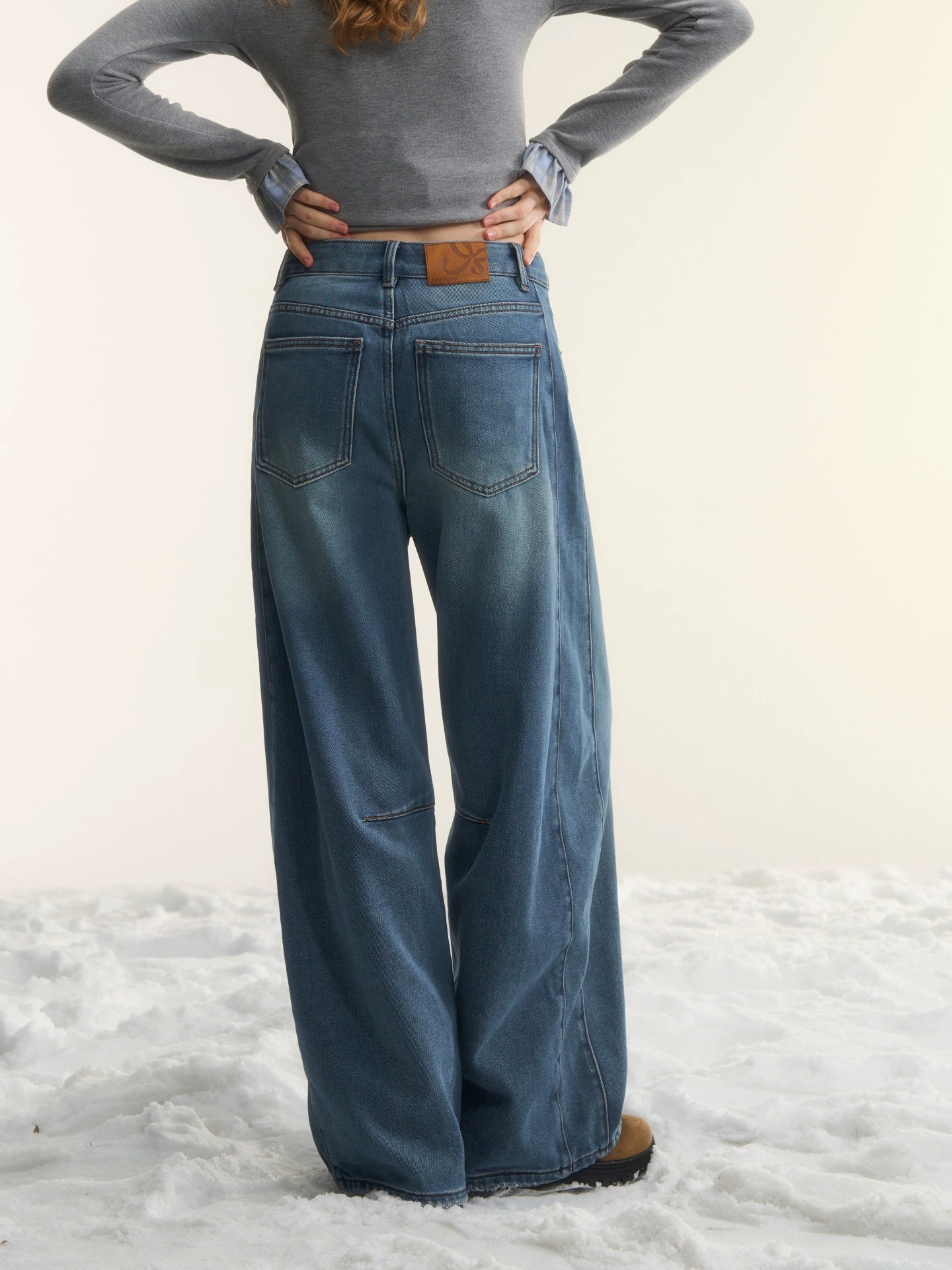 Washed Sculpted Loose-Fit Denim Trousers