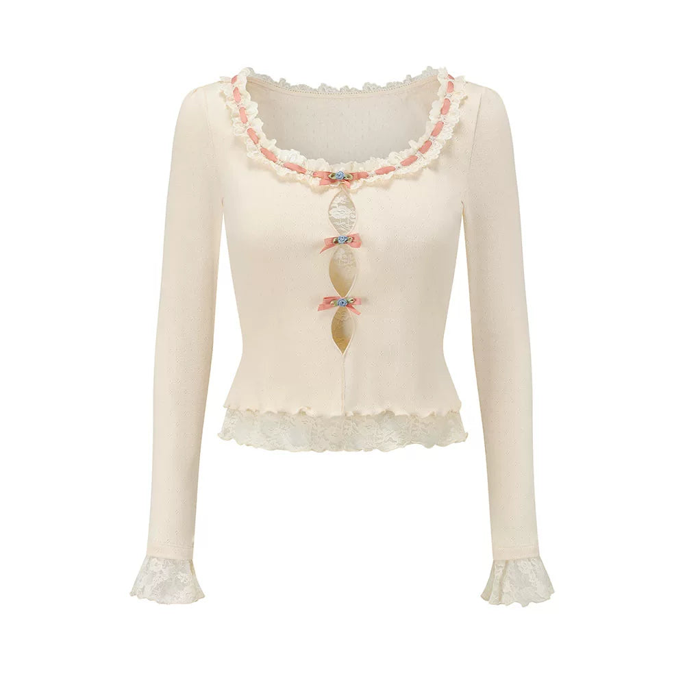 French Sweet Knit Long-Sleeve Base Crewneck