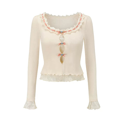 French Sweet Knit Long-Sleeve Base Crewneck