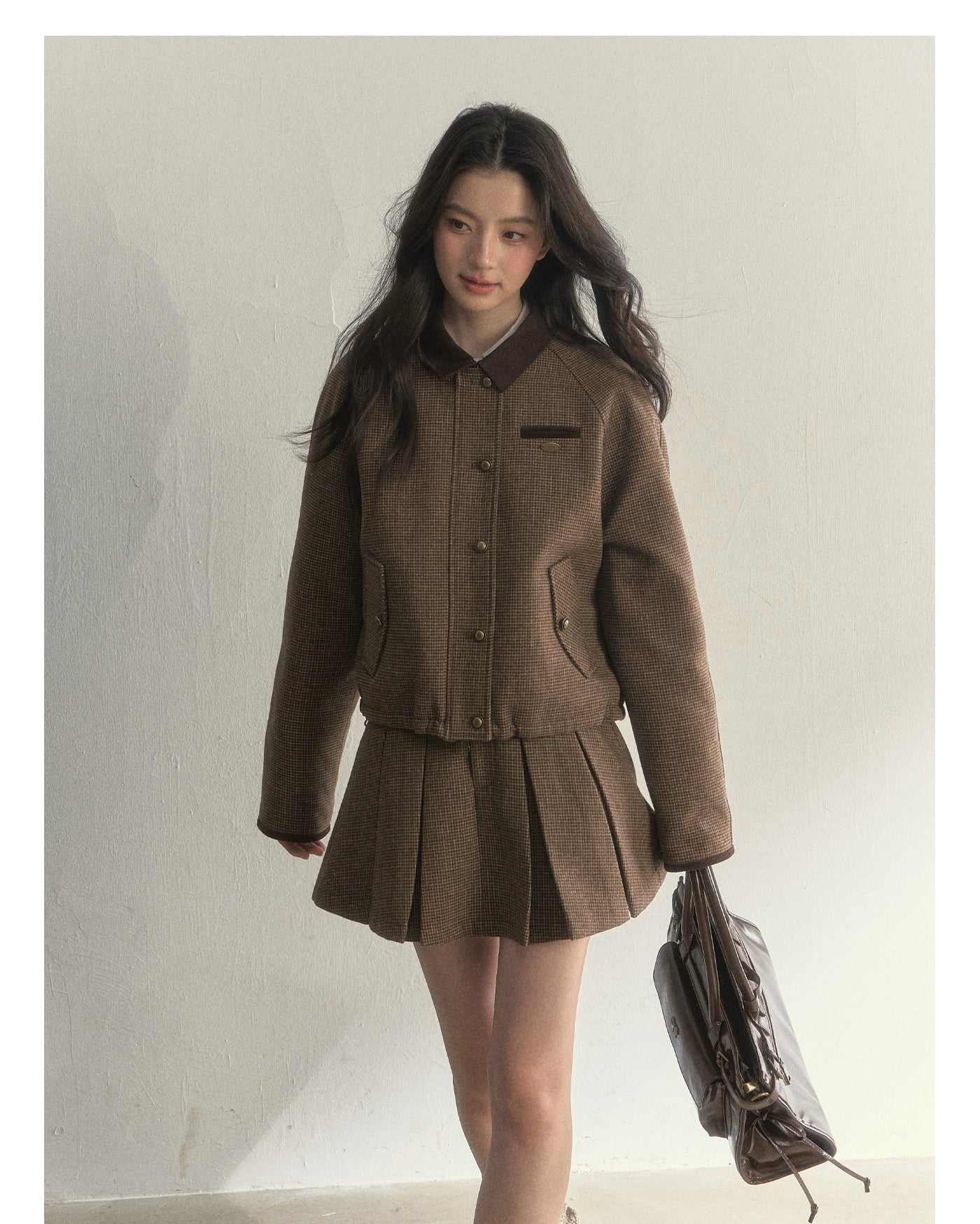 Reversible Houndstooth Jacket &amp; Skirt Set