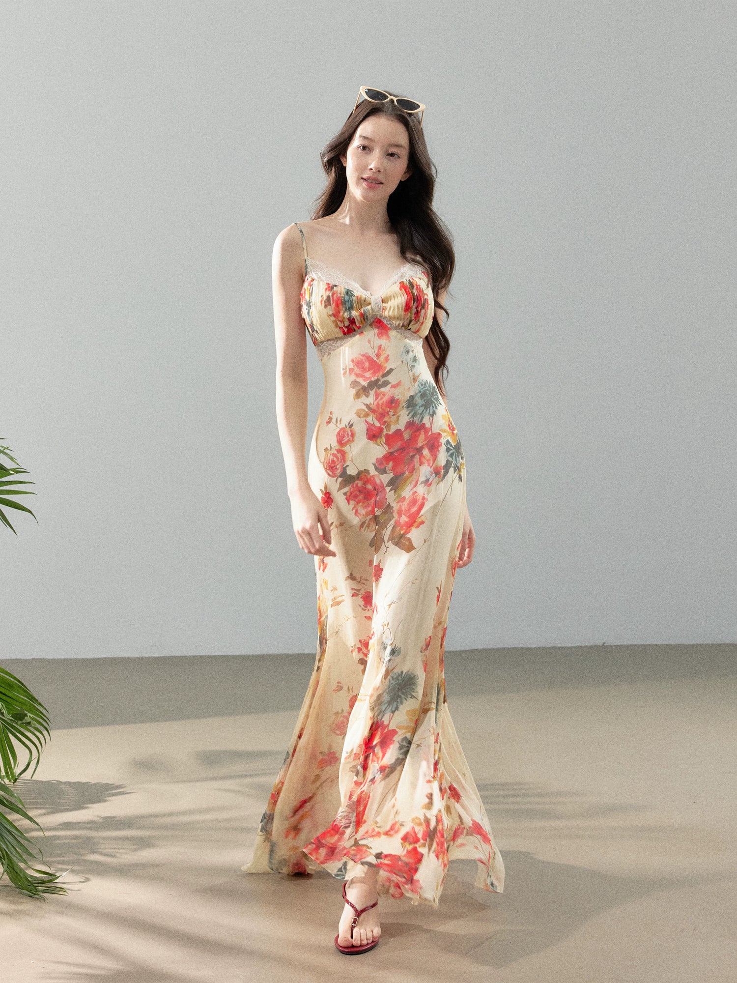 Dreamlike Summer Floral Chiffon Mermaid Slip Maxi Dress