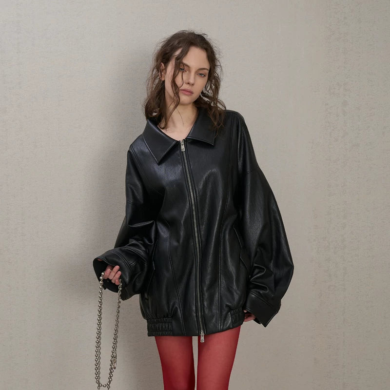 Layered Soft Leather Relaxed-Fit Jacket