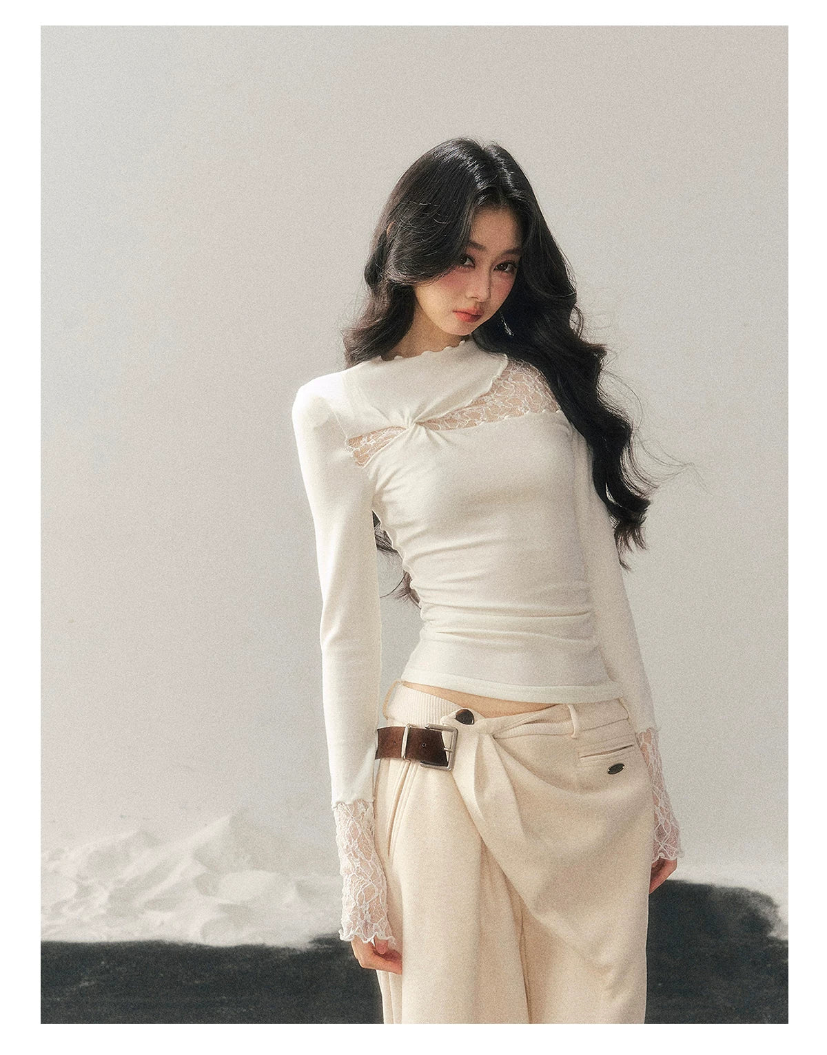 Mock-Neck Slim-Fit Long Sleeve T-Shirt