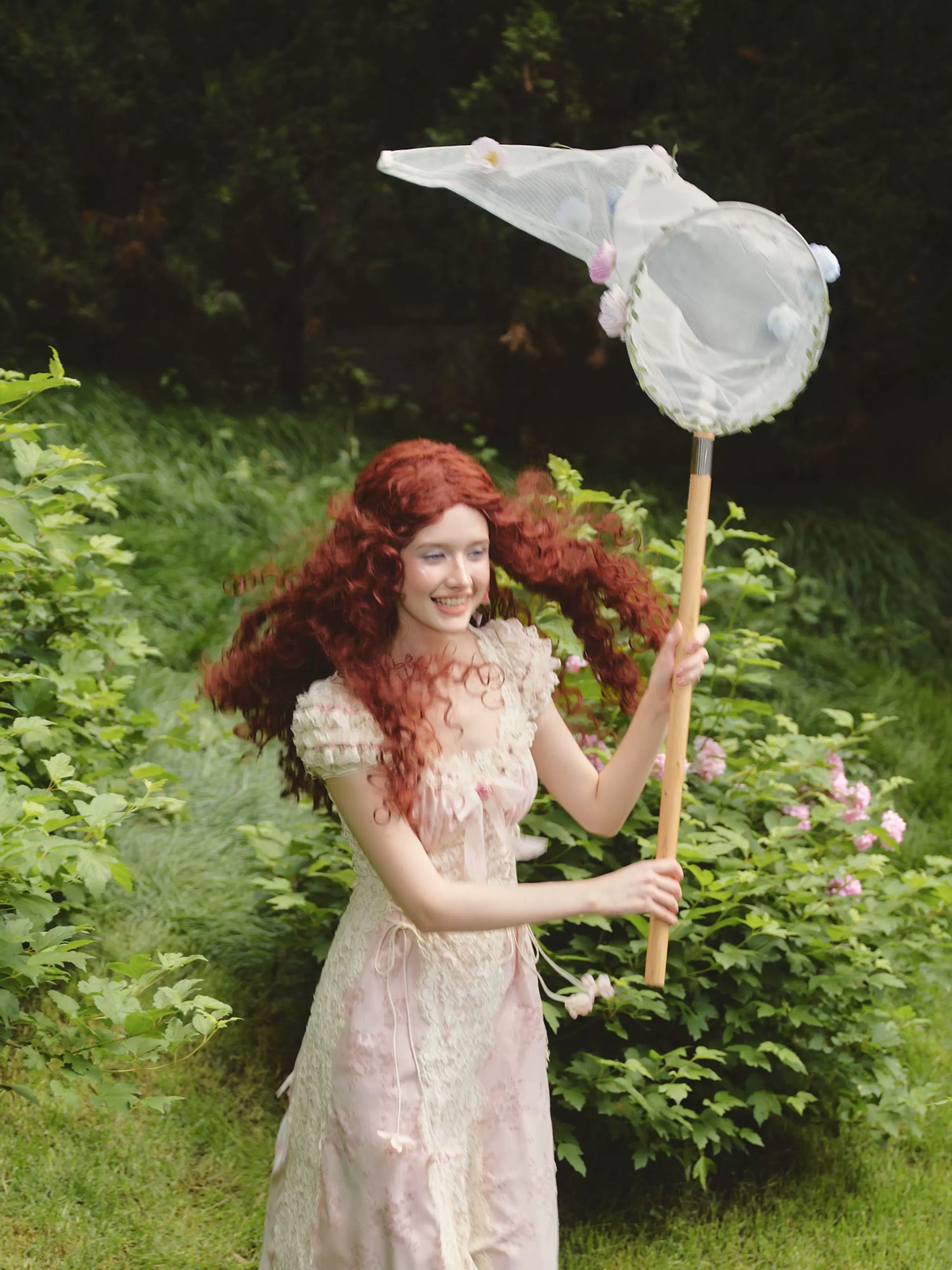 French Sweet Empire-Waist Lace Tie Dress