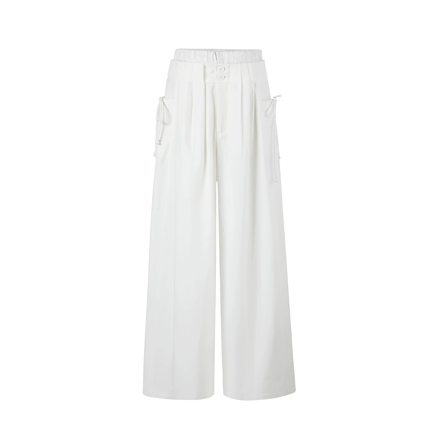 Lyocell Cotton Double-Waist Wide-Leg Pants