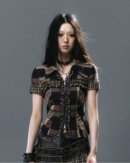 Studded Ruffle Short Shirt