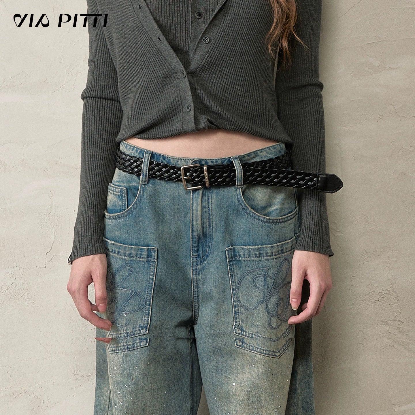 Black Woven Logo Belt