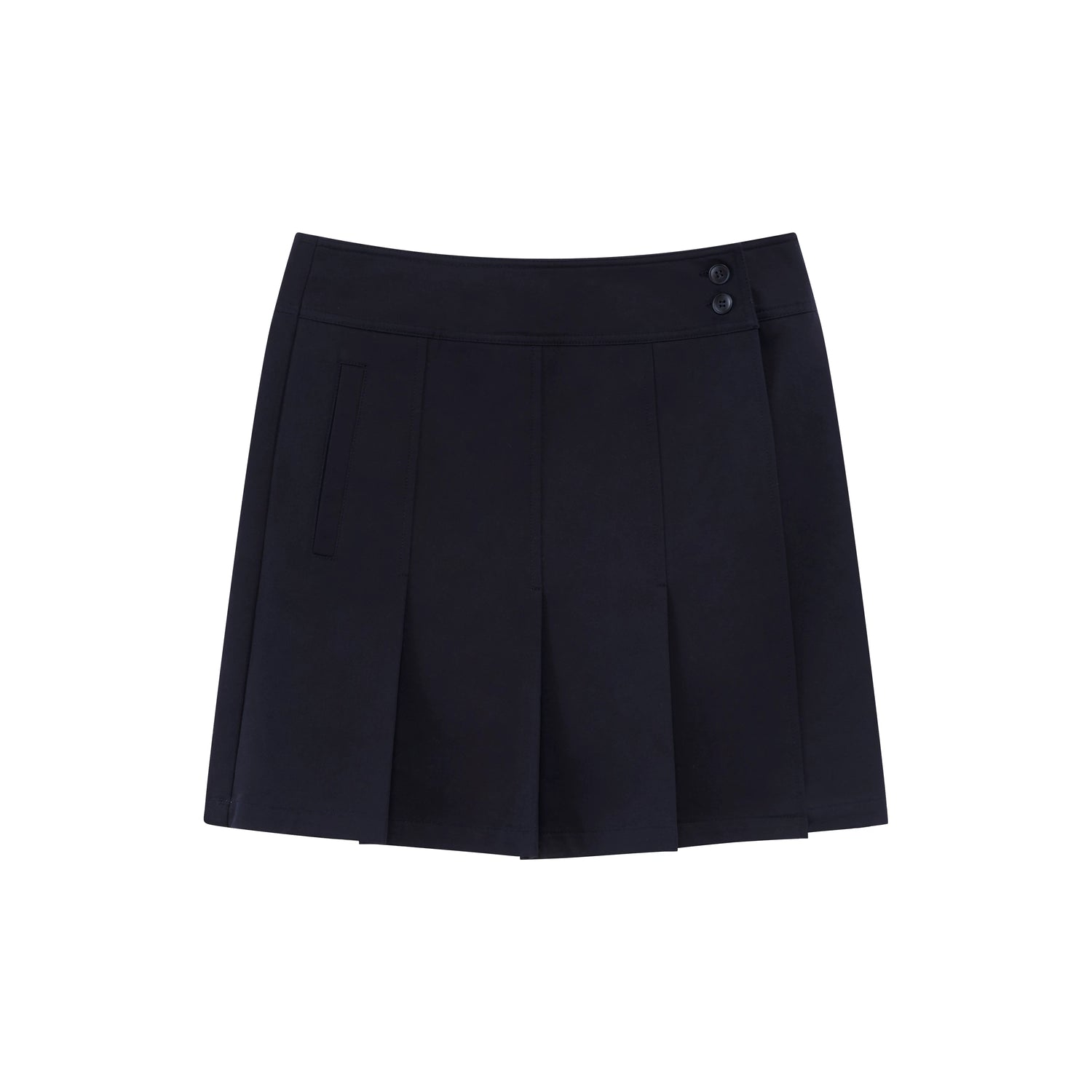Side-Zip Layered-Effect Pleated Mini Skirt