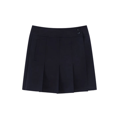 Side-Zip Layered-Effect Pleated Mini Skirt