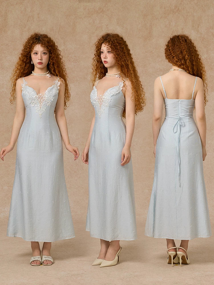 Moonlit Tide Lace Splice Princess Slip Dress