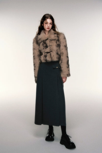 Sweet-Cool Leopard Faux Fur Cropped Jacket