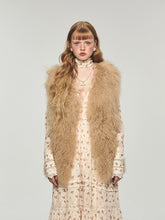 Camel & Black Wool Straight-Cut Furry Vest - CHINASQUAD