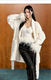 Ostrich Feather Cardigan & Vest Set - CHINASQUAD