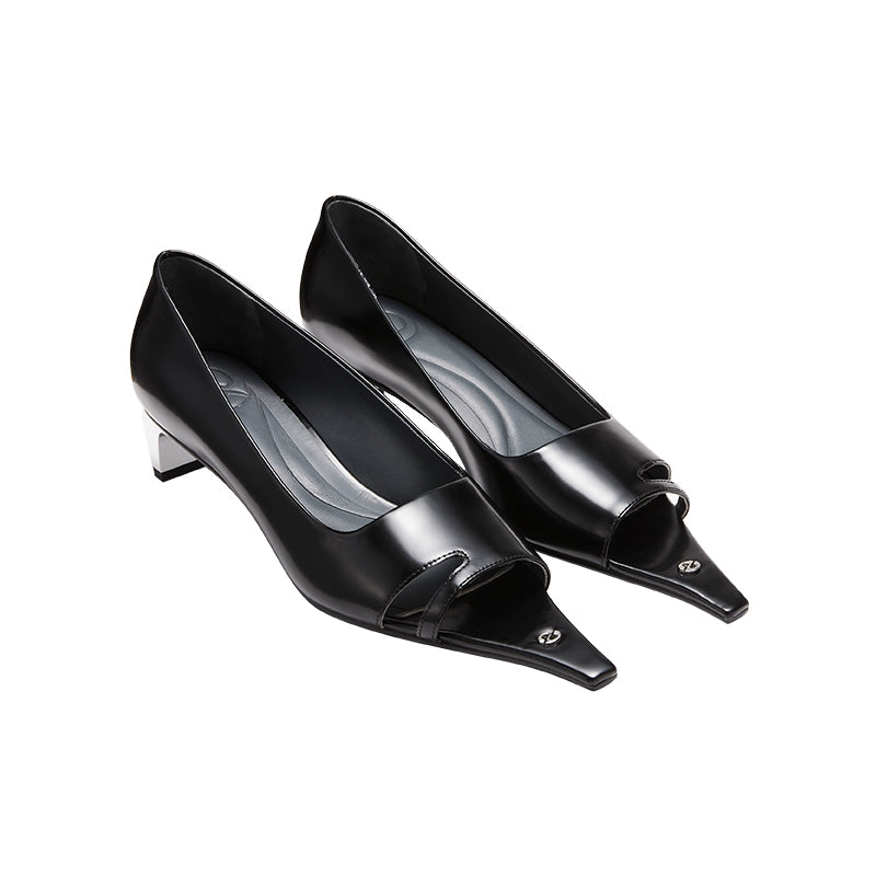 Pointed Toe Hollow Out Peep Toe Heels - CHINASQUAD