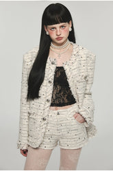 White Tweed Jacket & Shorts Set - CHINASQUAD