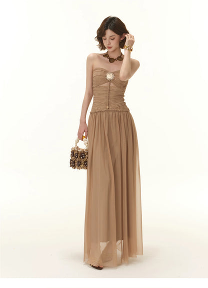 Greek Goddess Strapless Corset Maxi Dress