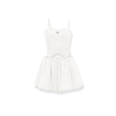 White Detachable Halter Dress - CHINASQUAD