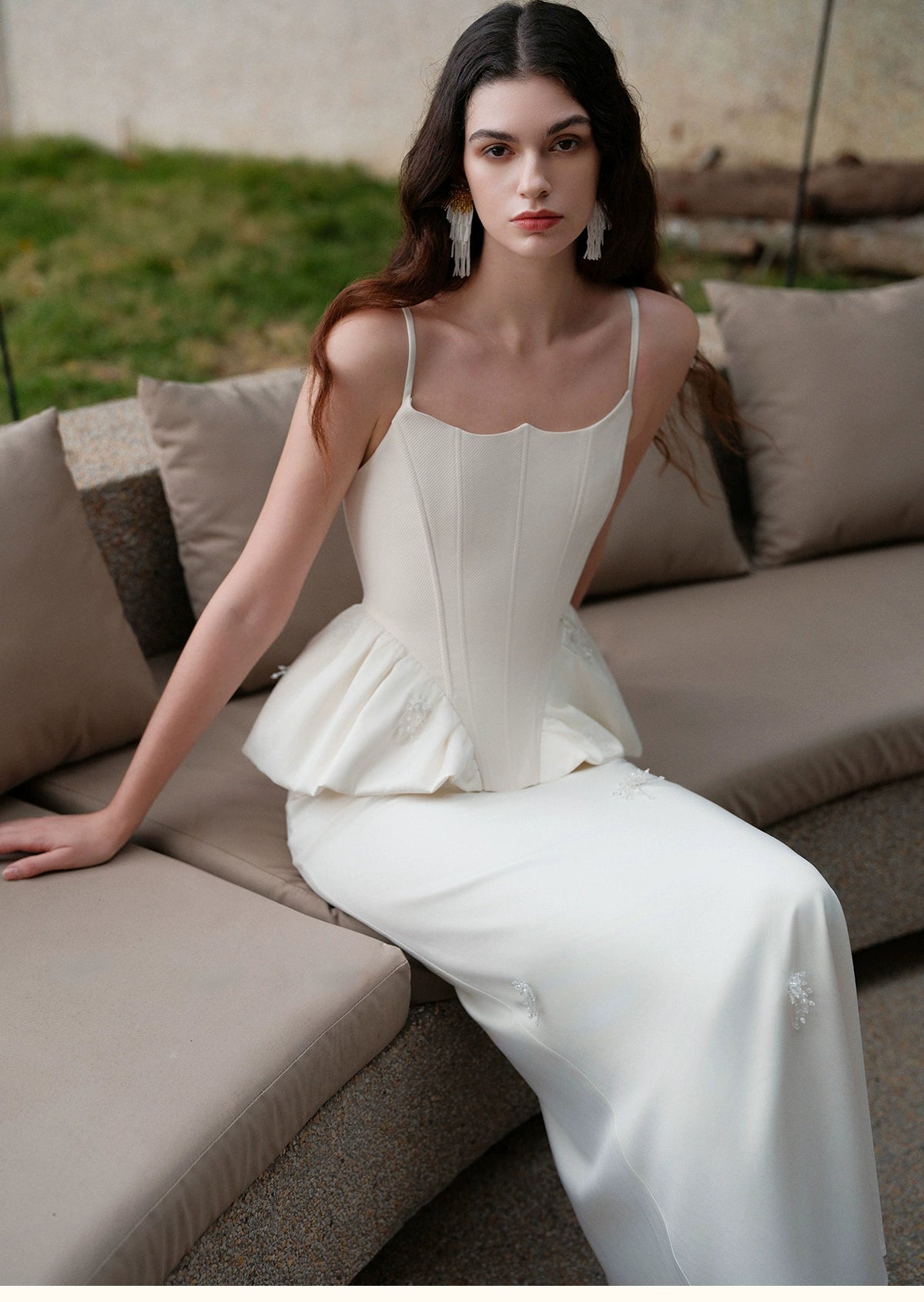 luxury slip dress Lotus Bias Cut Silk Slip Dress Champagne