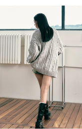 Grey & Khaki Frayed Edge Cardigan - CHINASQUAD