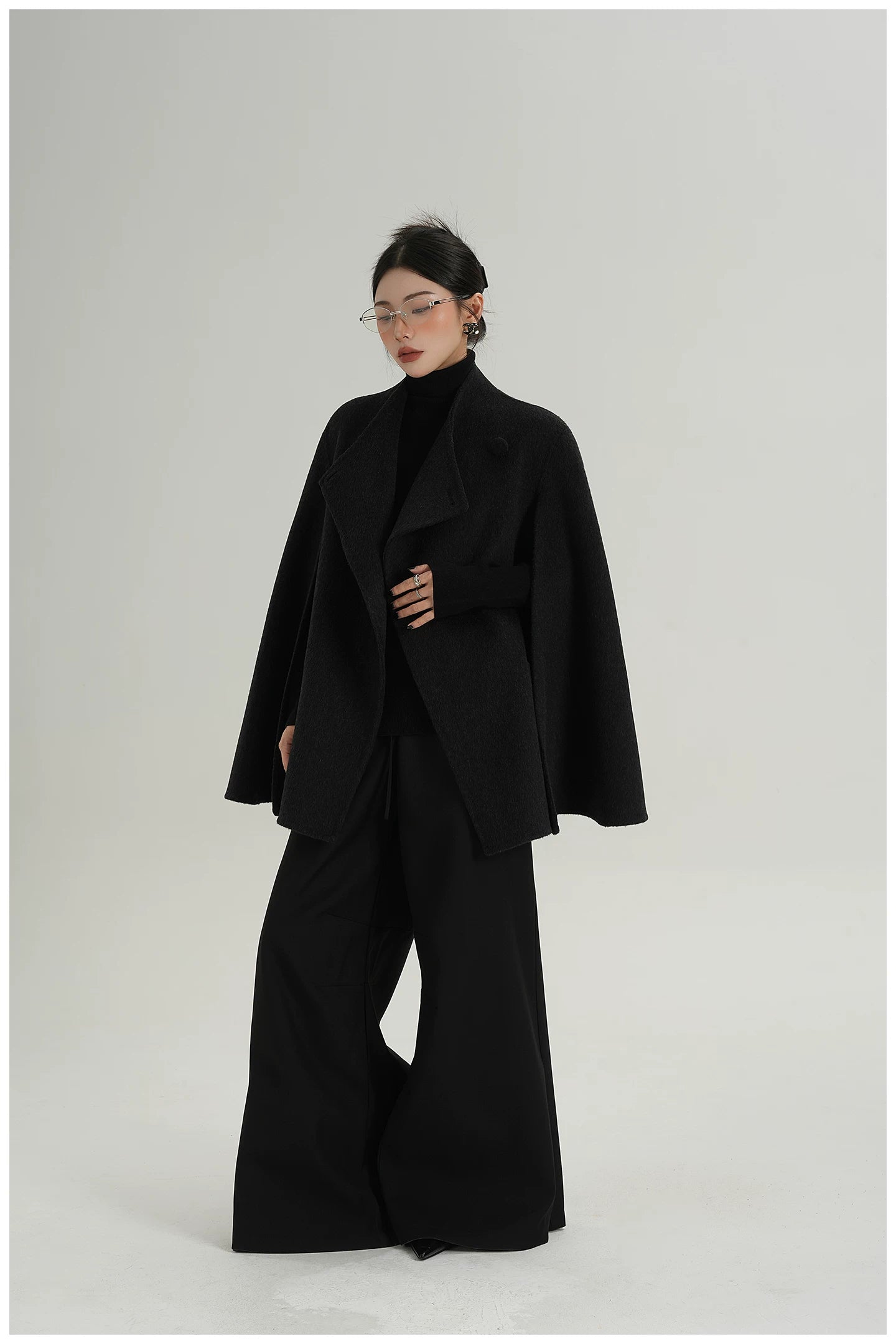 A-Line Cape-Style Double-Faced Wool Jacket