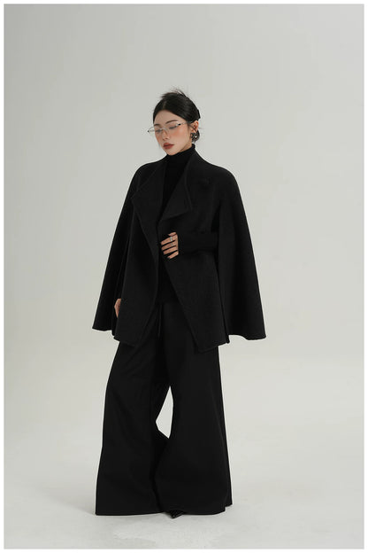 A-Line Cape-Style Double-Faced Wool Jacket