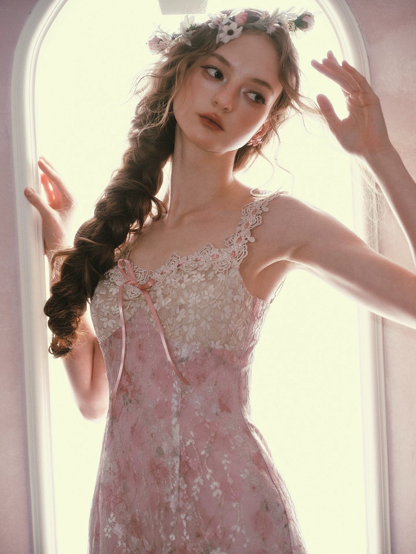 Floral Rococo Lace Mermaid Midi Dress