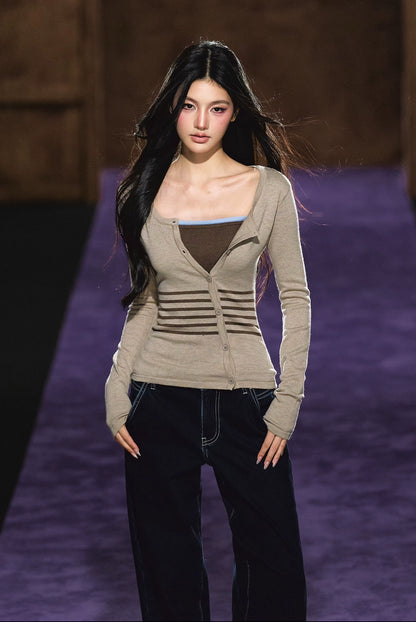 Soft Touch Two-in-One Knit Base Cardigan