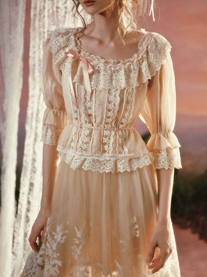 Liberty Letter French Lace Peter Pan Collar Shirt