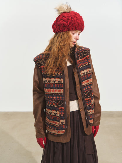Fair Isle Fleece Knit Vest