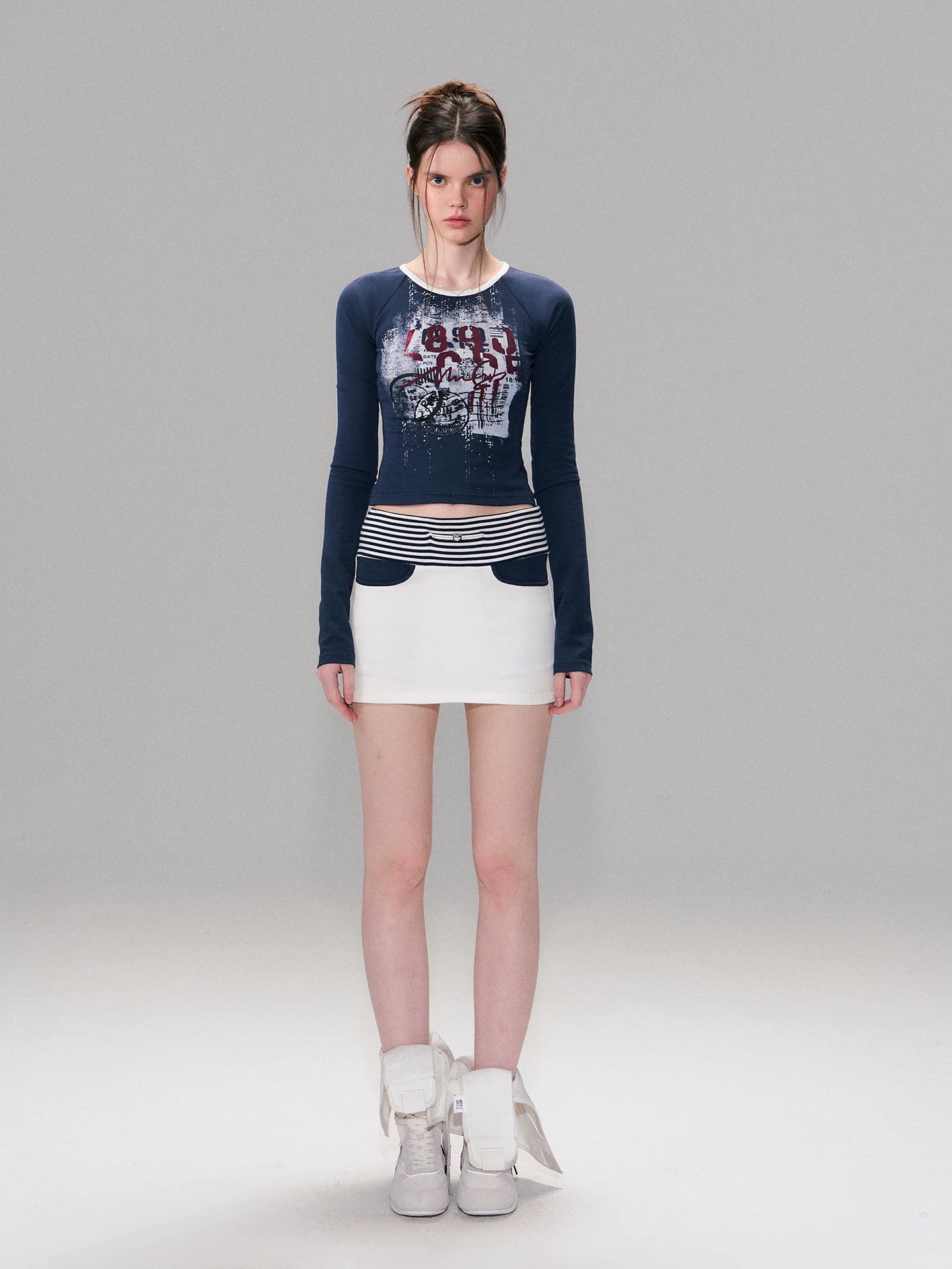 Vintage Print Layered Slim Fit Top Set