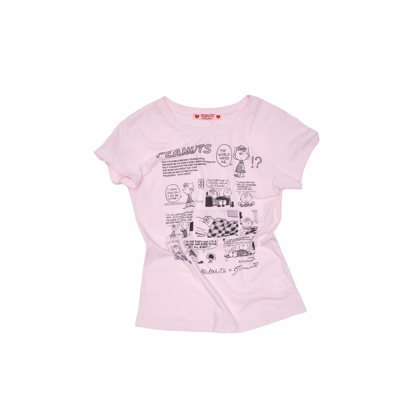 Snoopy Comic Print Fitted Basic T-Shirt