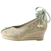 "Green Ball 绿团 " Embroidered Butterfly Knot Flat & Heeled Shoes - CHINASQUAD