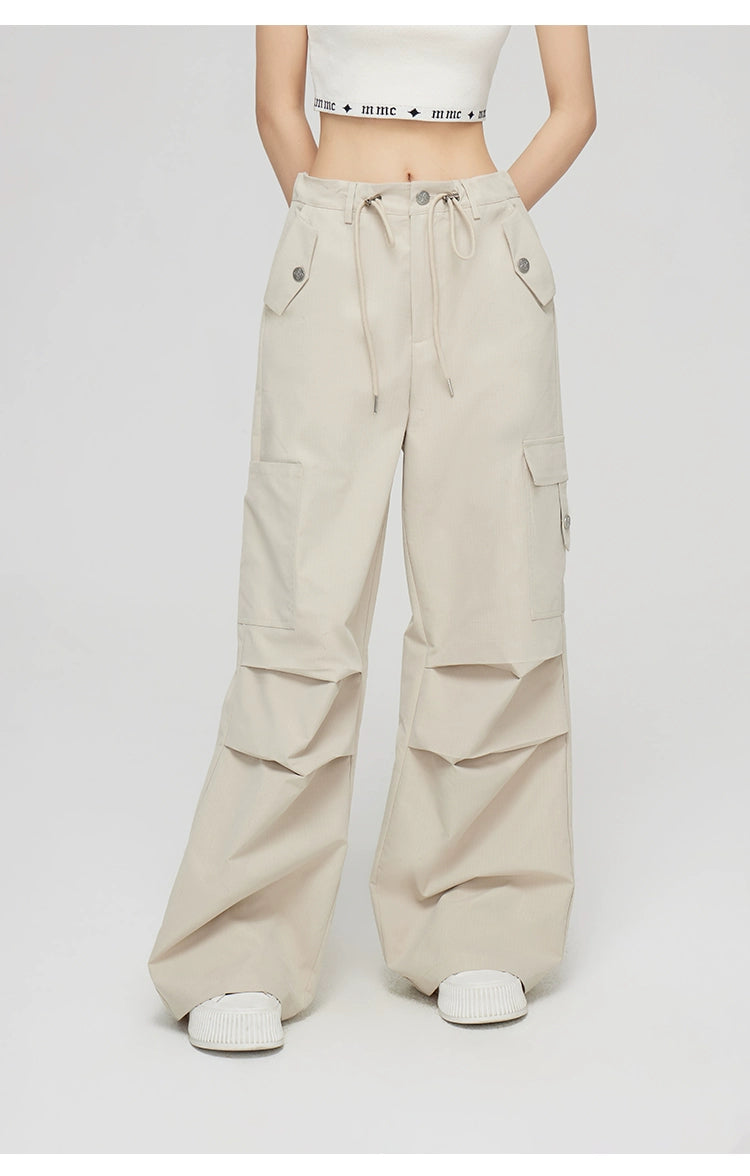 Black &amp; Khaki Cargo Wide-Leg Pants - CHINASQUAD