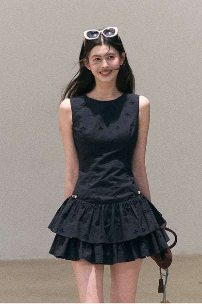 Bohemian Embroidered Cut-Out Cinched-Waist Summer Dress