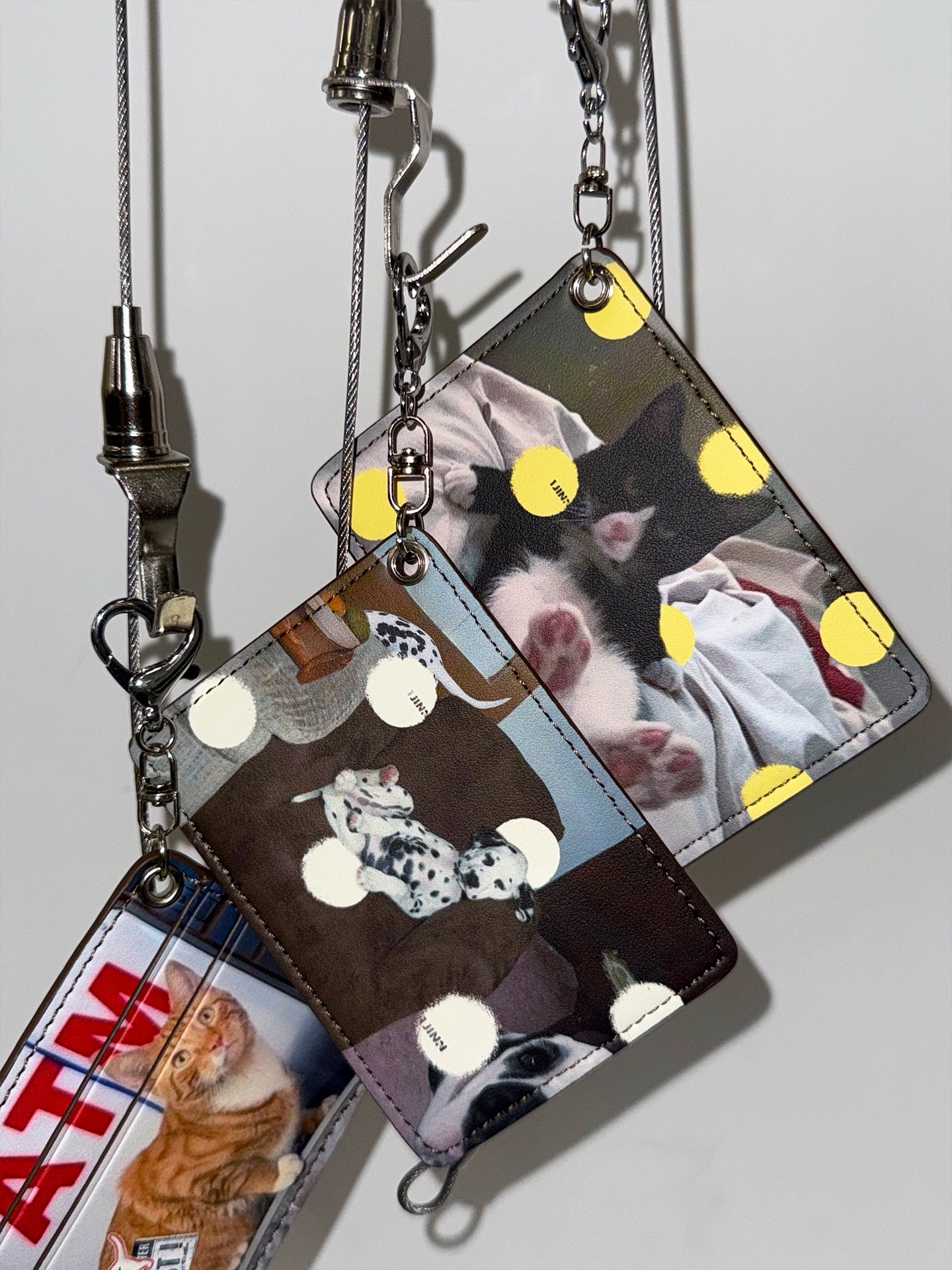 Retro Polka Dot Cat &amp; Dog Print Card Holder - CHINASQUAD